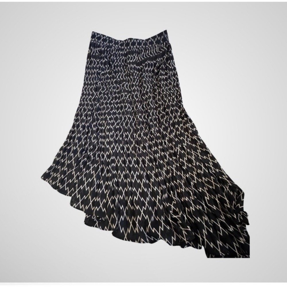Unbranded Geometric Midi Skirt Black White Asymmetrical Zigzag Modern Small